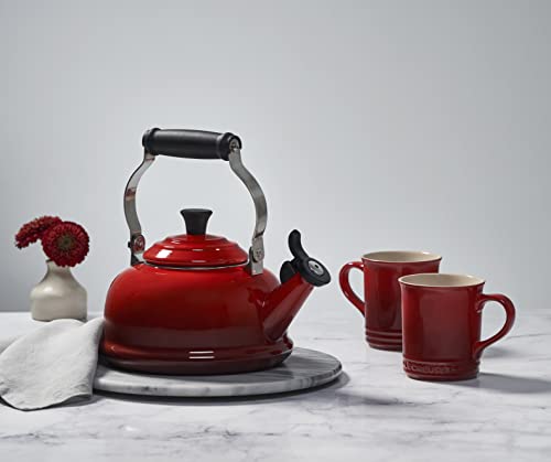 Enamel On Steel Whistling Tea Kettle, 1.7 qt., Cerise