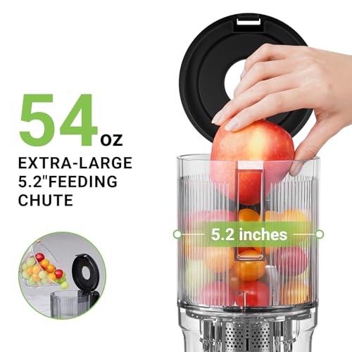 Cold Press Juicer, Juicer Machines - 5.2" Large Feed Chute for Whole Fruits & Vegetables