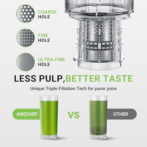 Cold Press Juicer, Juicer Machines - 5.2" Large Feed Chute for Whole Fruits & Vegetables