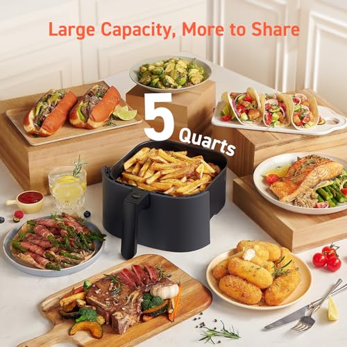 5 Qt, Max 450F for Juicy Meat, Veggies, Frozen Food, Glass Touch Panel