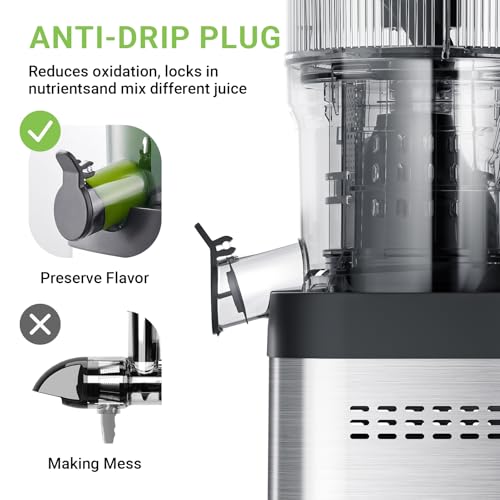 Cold Press Juicer, Juicer Machines - 5.2" Large Feed Chute for Whole Fruits & Vegetables