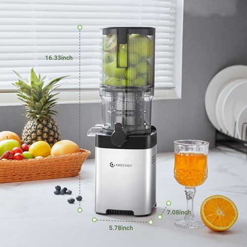Cold Press Juicer, Juicer Machines - 5.2" Large Feed Chute for Whole Fruits & Vegetables
