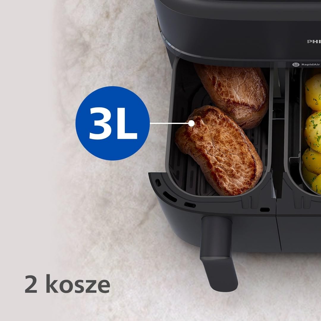 Frytkownica beztłuszczowa 5000 Serii Dual Basket z Technologią Air Steam oraz RapidAir Plus