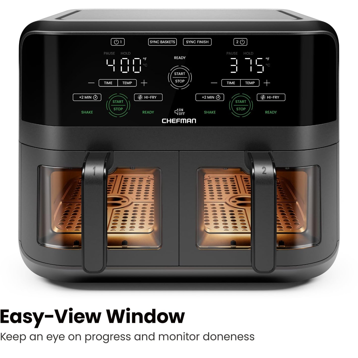 6 Quart Dual Basket Air Fryer Oven with Easy View Windows