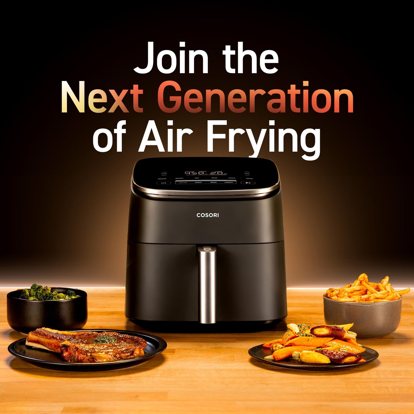 Air Fryer 9-in-1, Compact & Large 6 Qt, 5 Fan Speeds with 450F for Crispy