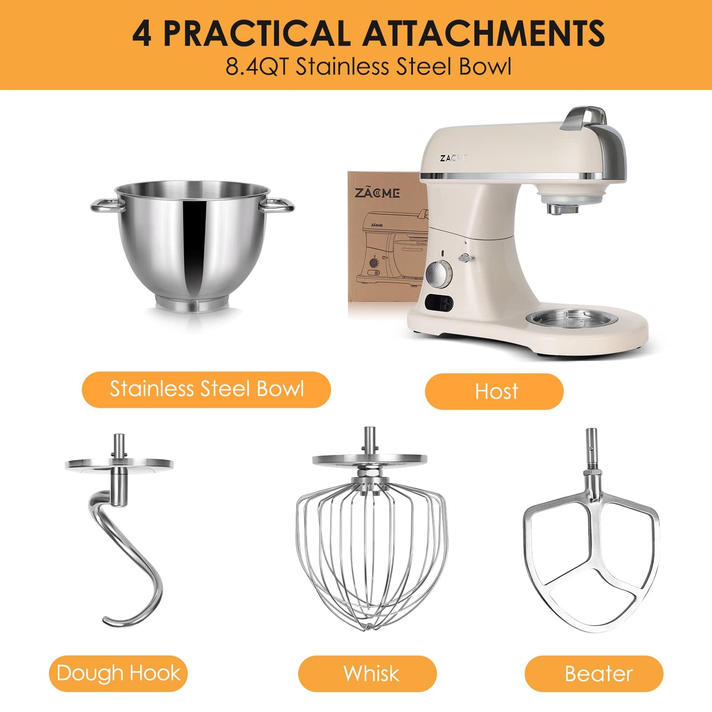 8.4QT Commercial Stand Mixer 800W with NSF Certified and Aluminum die casting