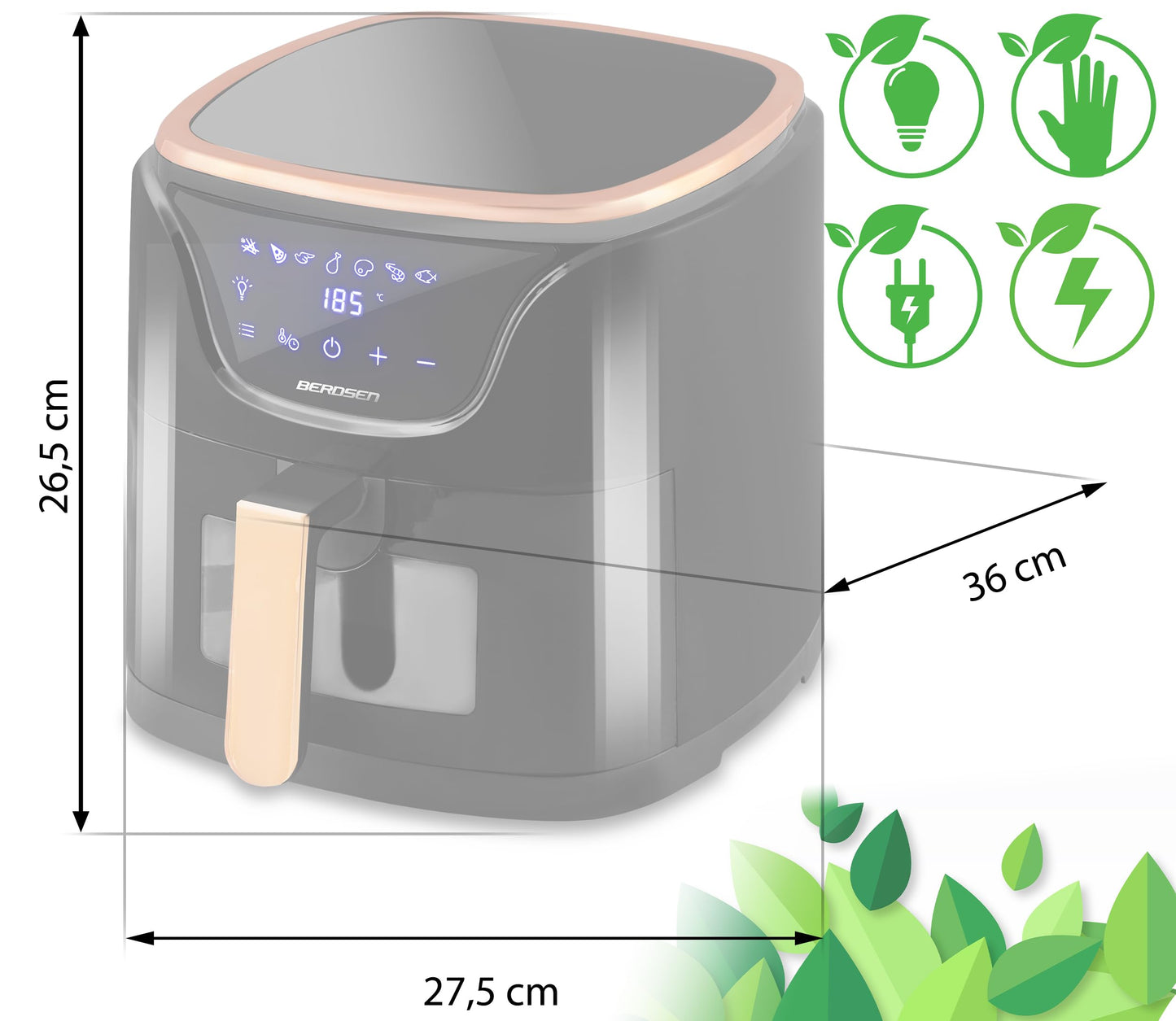 Frytkownica beztłuszczowa frytownica airfryer 5l 1500W czarno-złota