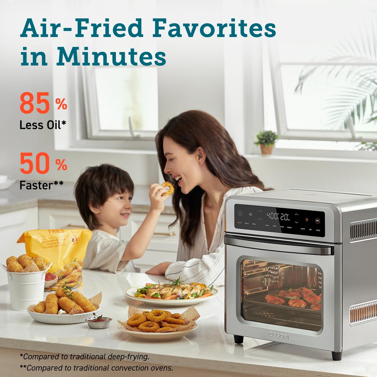 11-in-1 Air Fryer Oven , 13Qt Small Footprint Airfryer combo with Rotisserie