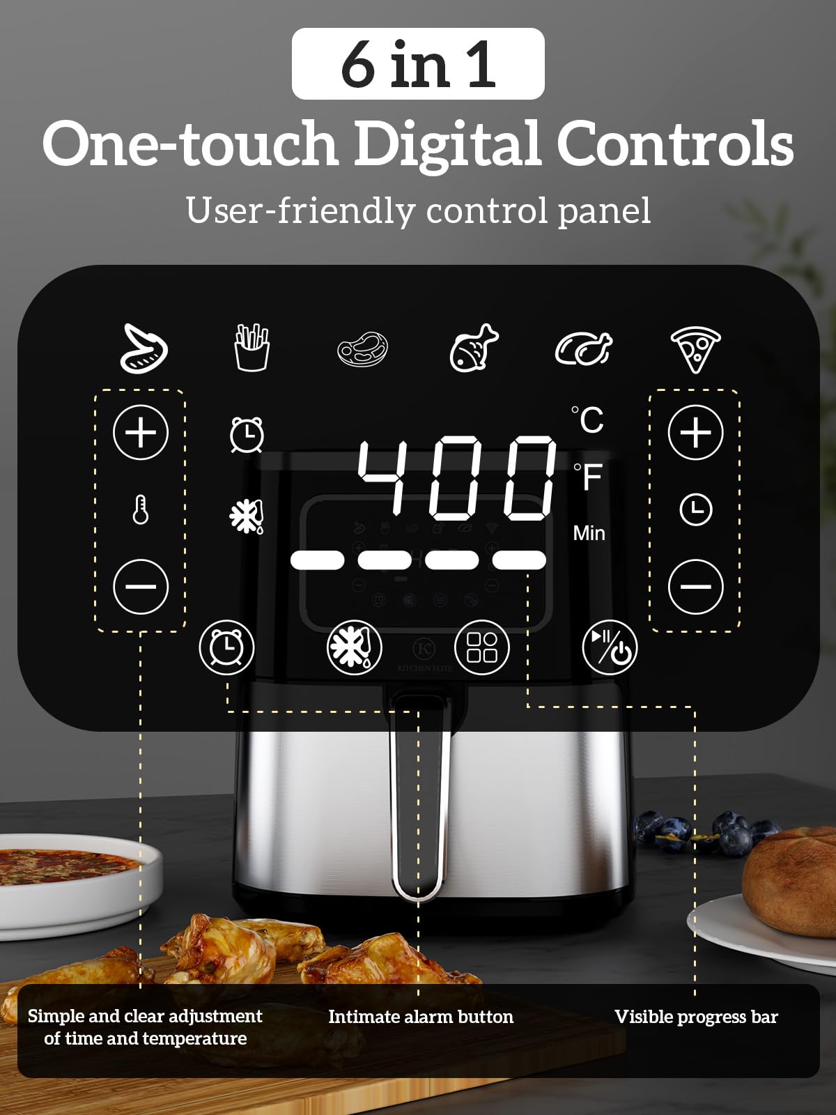 Air Fryer Oven 5.5 Qt, 6-in-1 Digital Display Compact Cooker