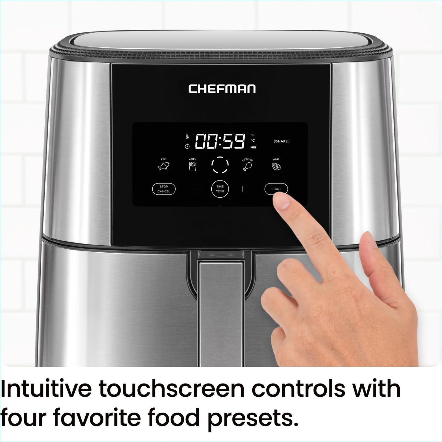 Touch Air Fryer, XL 8-Qt Family Size, One-Touch Digital Control Presets