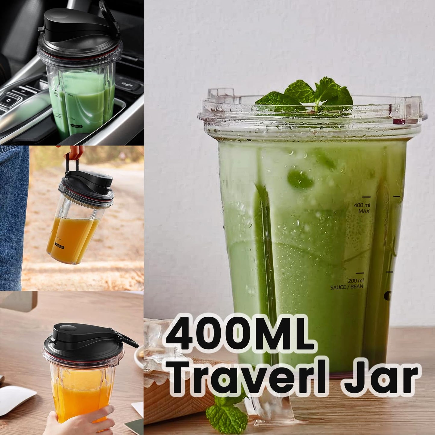 1000w High-Speed Countertop Blender- 51Oz Blender Jar, 14Oz Travel Jar, Variable Speeds