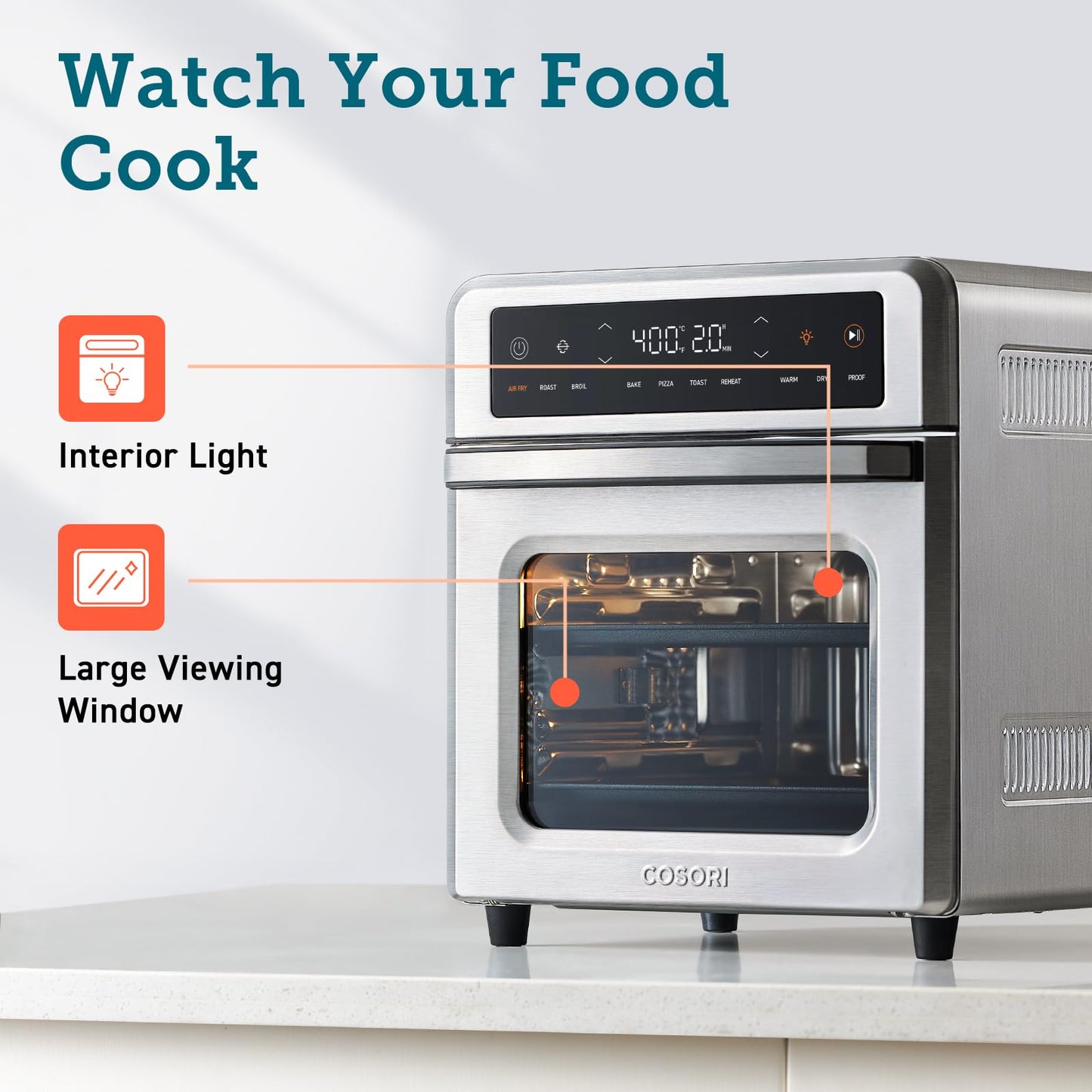 11-in-1 Air Fryer Oven , 13Qt Small Footprint Airfryer combo with Rotisserie