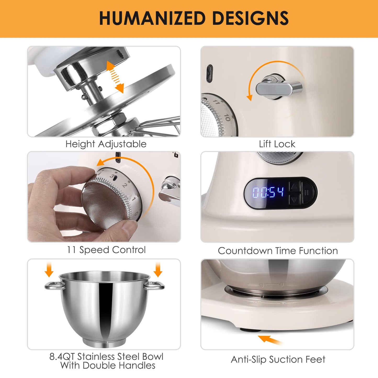 8.4QT Commercial Stand Mixer 800W with NSF Certified and Aluminum die casting