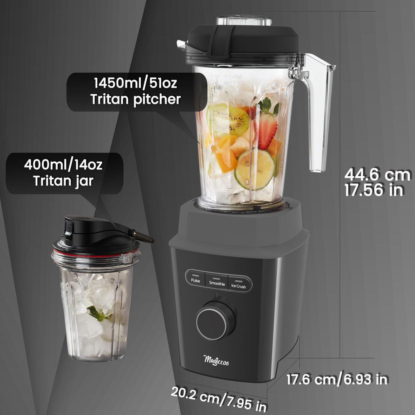 1000w High-Speed Countertop Blender- 51Oz Blender Jar, 14Oz Travel Jar, Variable Speeds