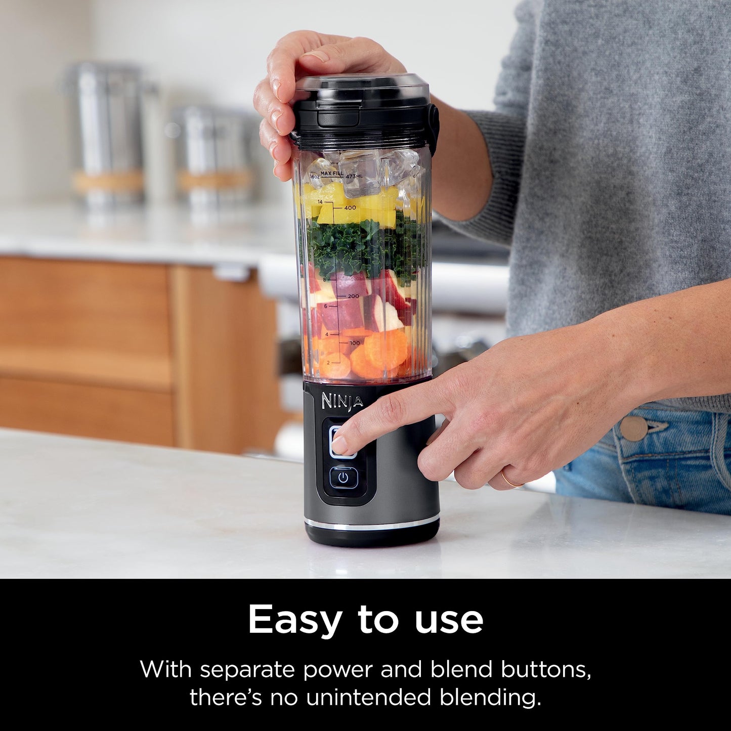 Przenośny blender, bezprzewodowy, 510.3 g, Czarny