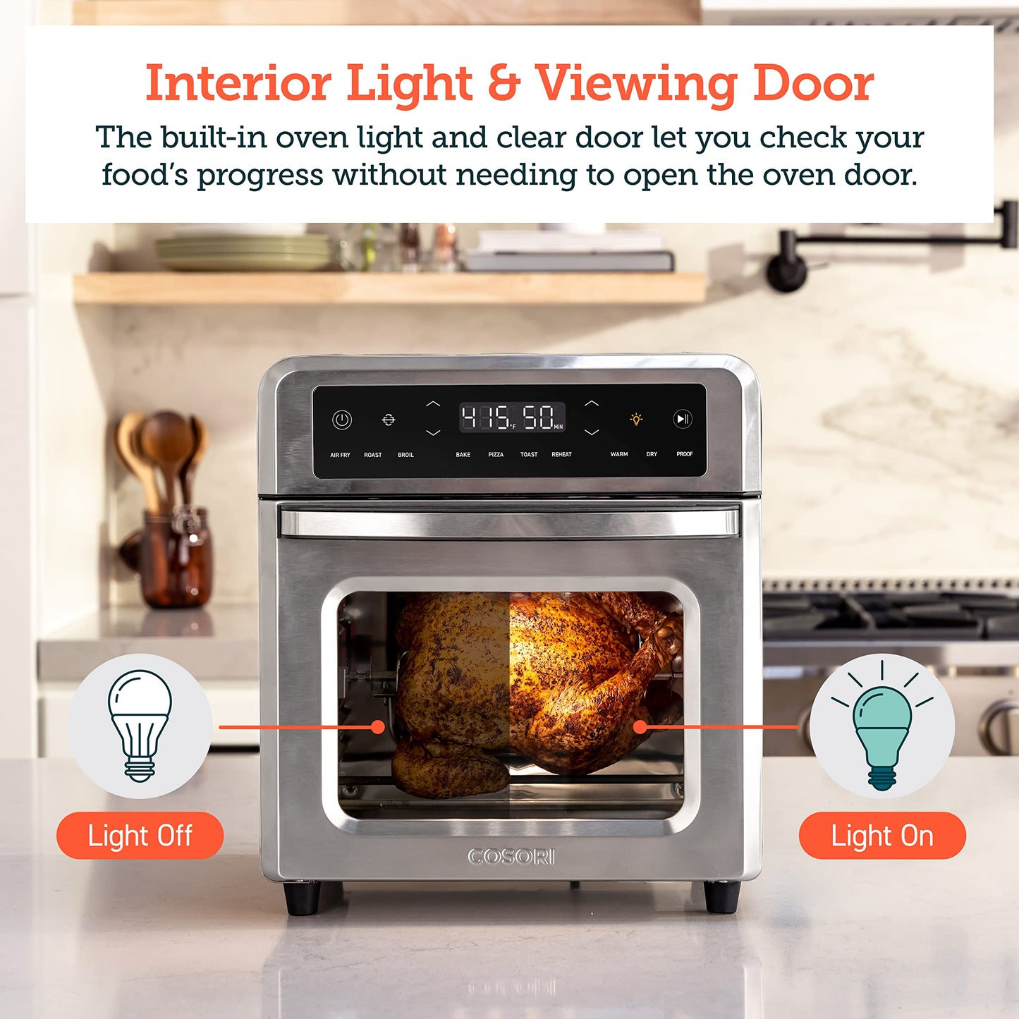 11-in-1 Air Fryer Oven , 13Qt Small Footprint Airfryer combo with Rotisserie