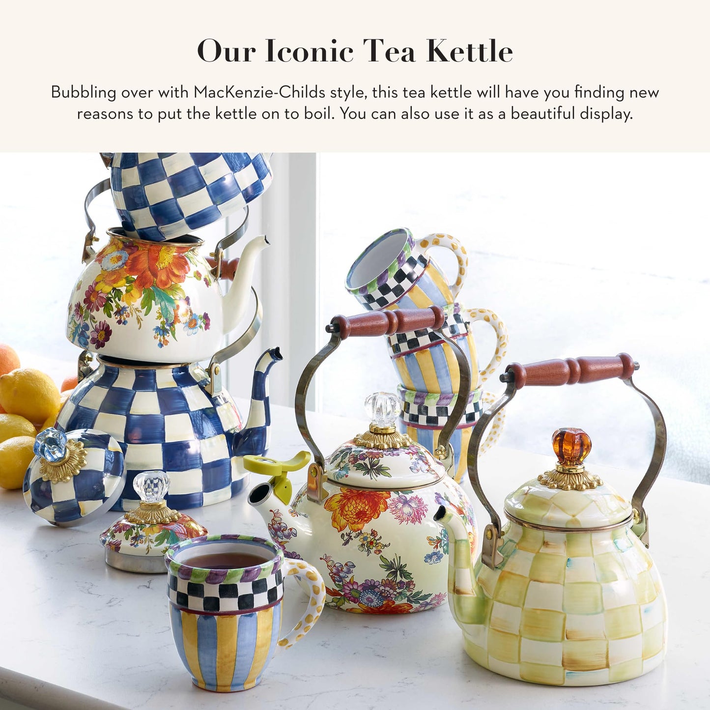 Enamel Tea Kettle, Cute Kitchen Kettle for Stovetop