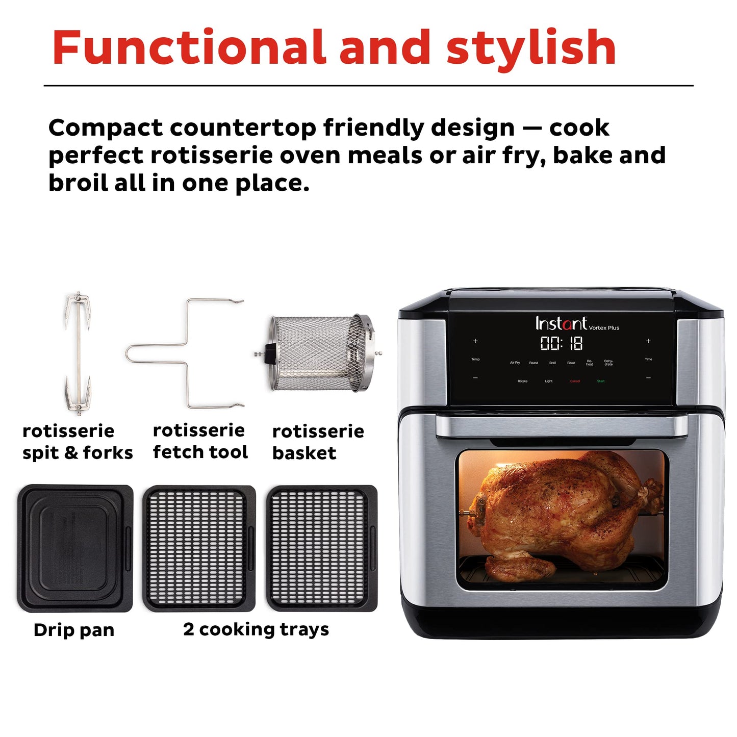 10QT Air Fryer, 7-in-1 Functions with EvenCrisp Technology that Crisps