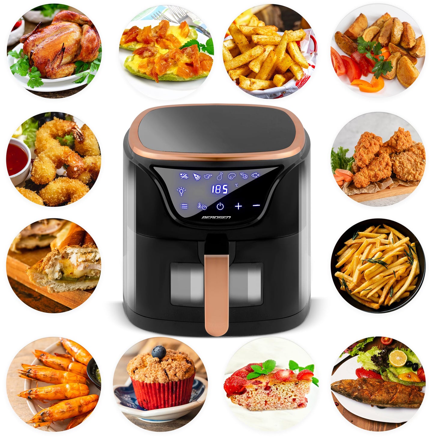 Frytkownica beztłuszczowa frytownica airfryer 5l 1500W czarno-złota