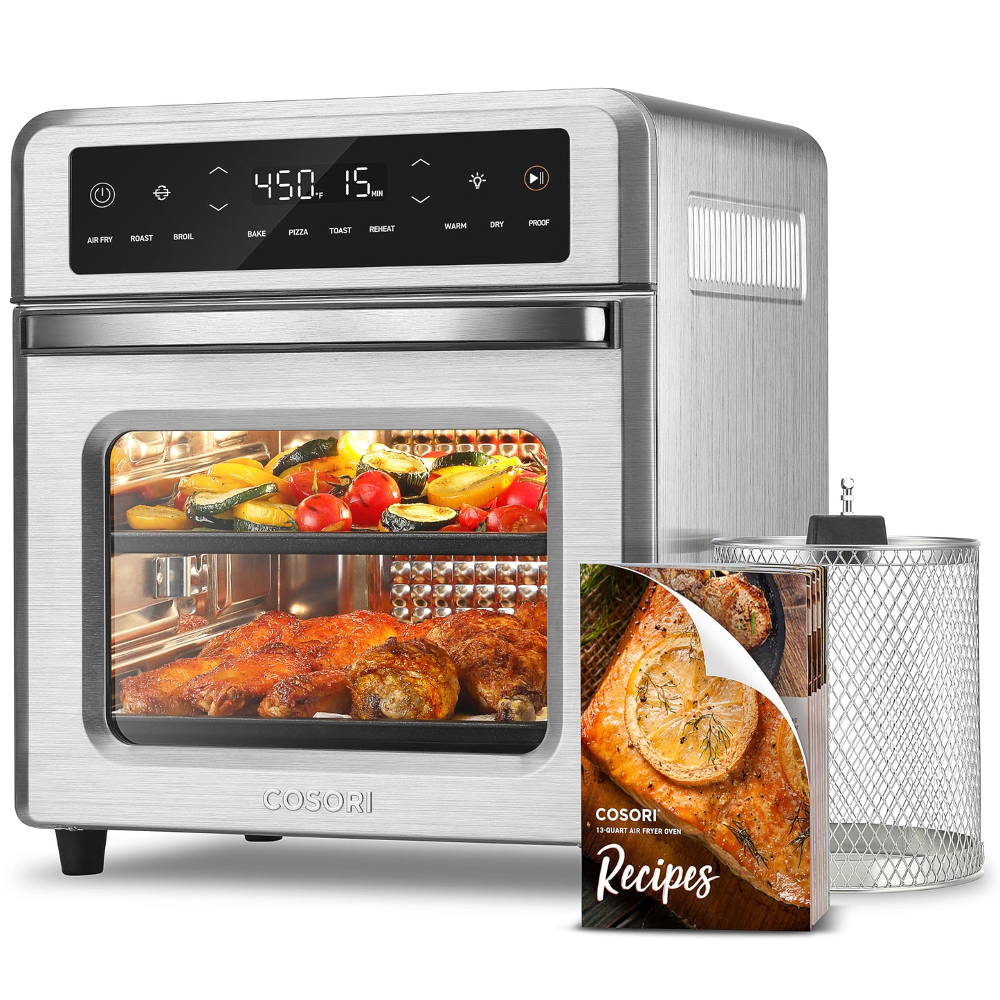 11-in-1 Air Fryer Oven , 13Qt Small Footprint Airfryer combo with Rotisserie