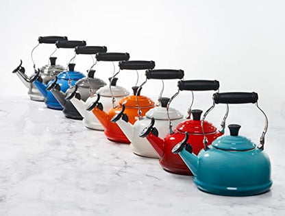 Enamel On Steel Whistling Tea Kettle, 1.7 qt., Cerise