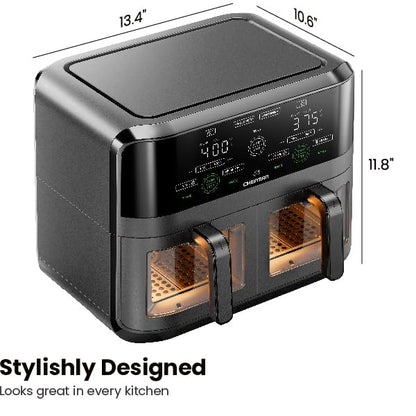 6 Quart Dual Basket Air Fryer Oven with Easy View Windows