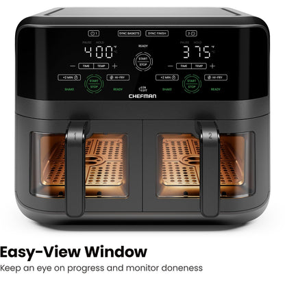 6 Quart Dual Basket Air Fryer Oven with Easy View Windows