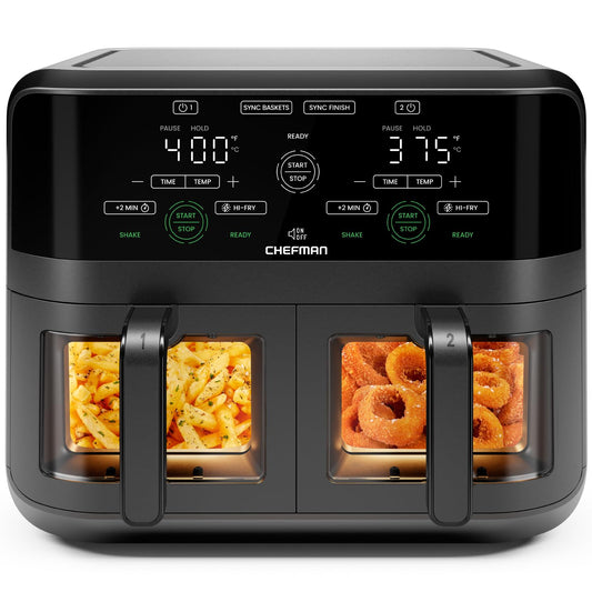 6 Quart Dual Basket Air Fryer Oven with Easy View Windows