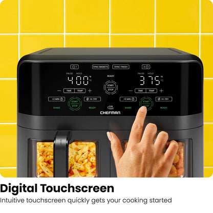 6 Quart Dual Basket Air Fryer Oven with Easy View Windows