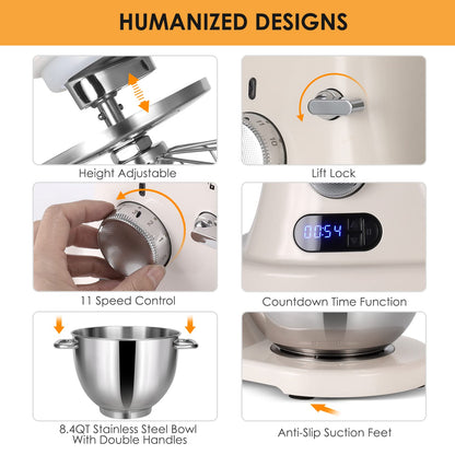 8.4QT Commercial Stand Mixer 800W with NSF Certified and Aluminum die casting